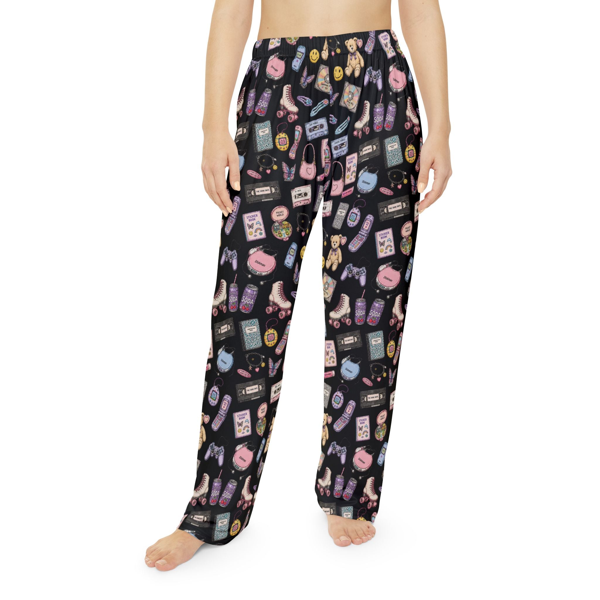 Soft Nights | Miracle of Roses Pajama Pants-Black