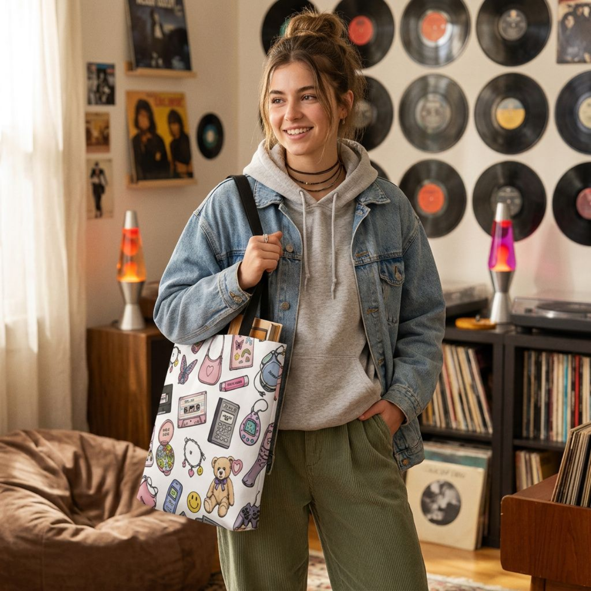 Rewind | Miracle of Roses Tote Bag-Green