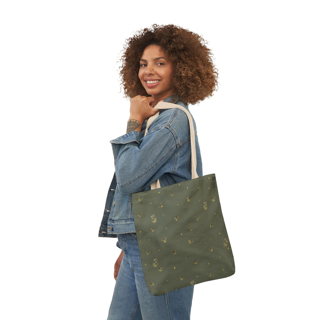 Lanterns of the Garden | Miracle of Roses Tote Bag-Green