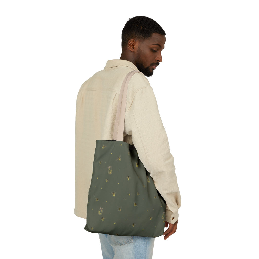 Lanterns of the Garden | Miracle of Roses Tote Bag-Green