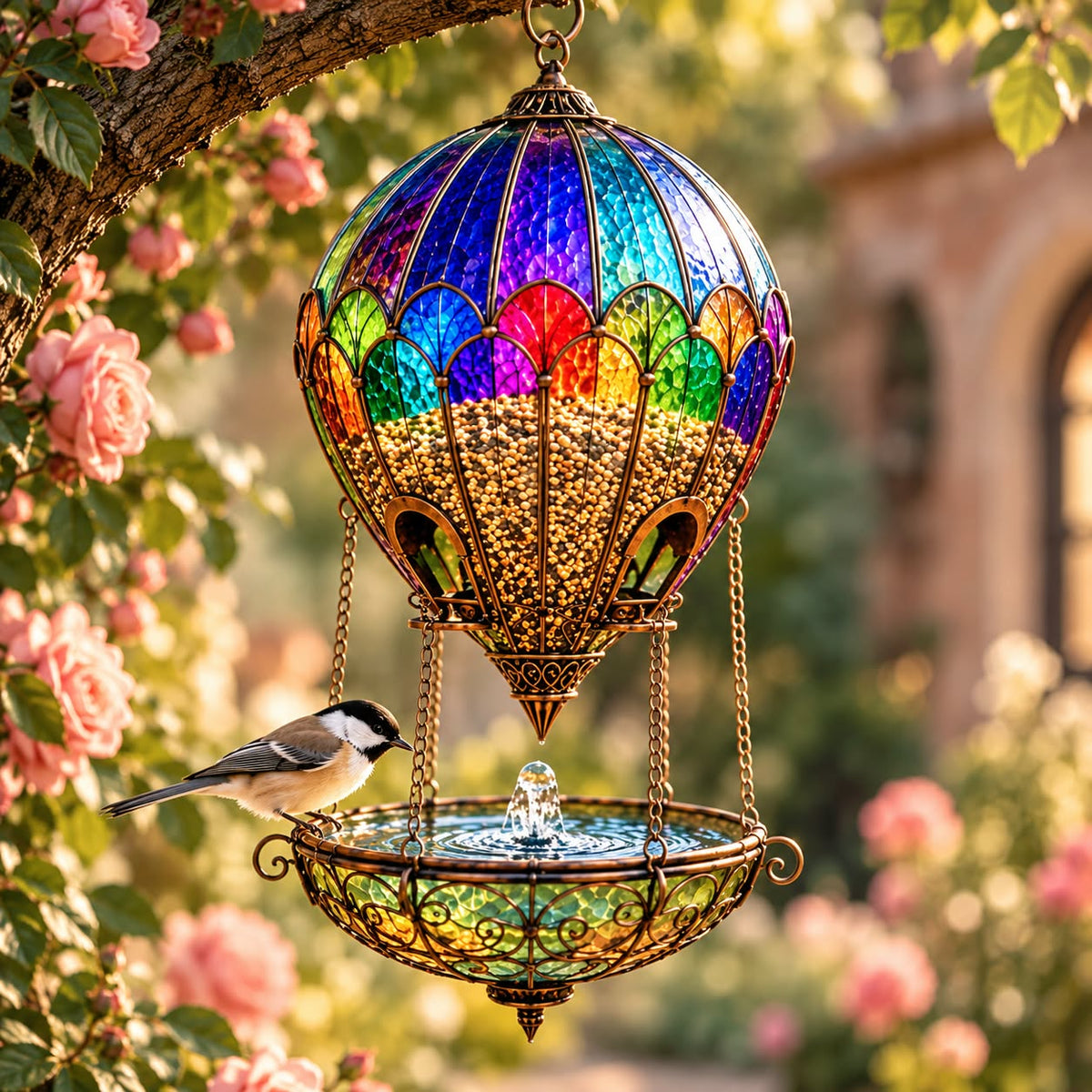 Enchanted Hot Air Balloon Bird Feeder